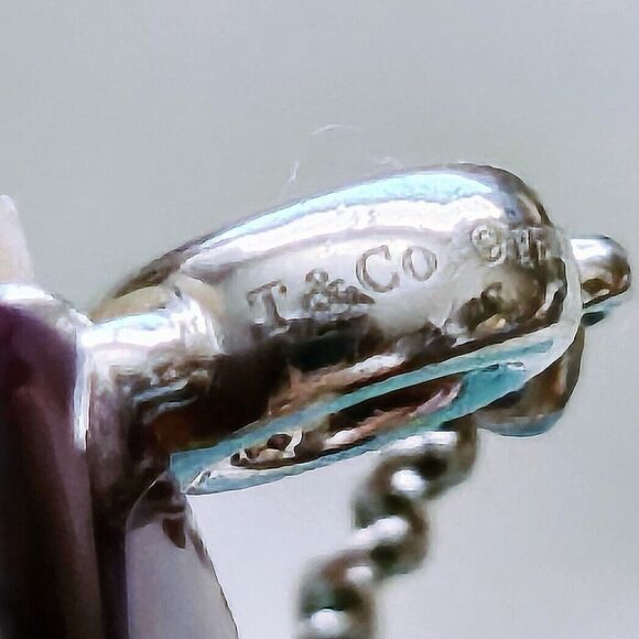 $1200++ Tiffany & Co. Elsa Peretti Platinum Diamond BTY Ring Chain .07 Carats - Picture 2 of 6